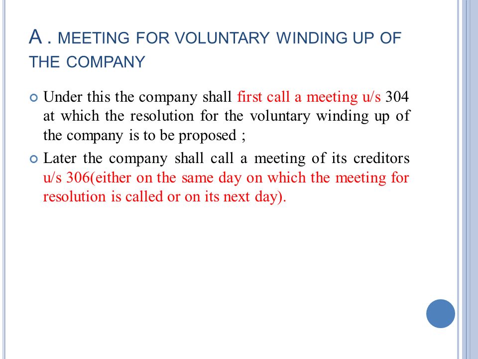 Procedure for Voluntary Winding Up of Company by Creditors